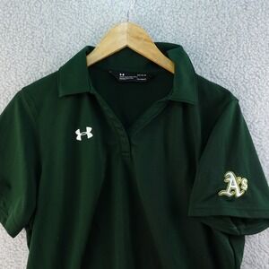 Under Armour Heatgear‎ Mens L Oakland Athletics A's Polo Shirt Golf Buttonless